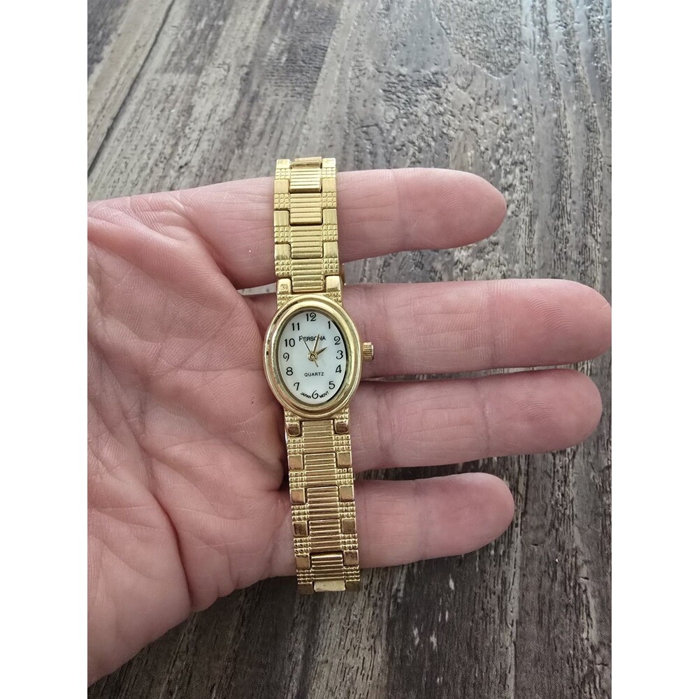 Persona Gold Tone Oval Quartz Ladies Watch Japan Movement Bracelet